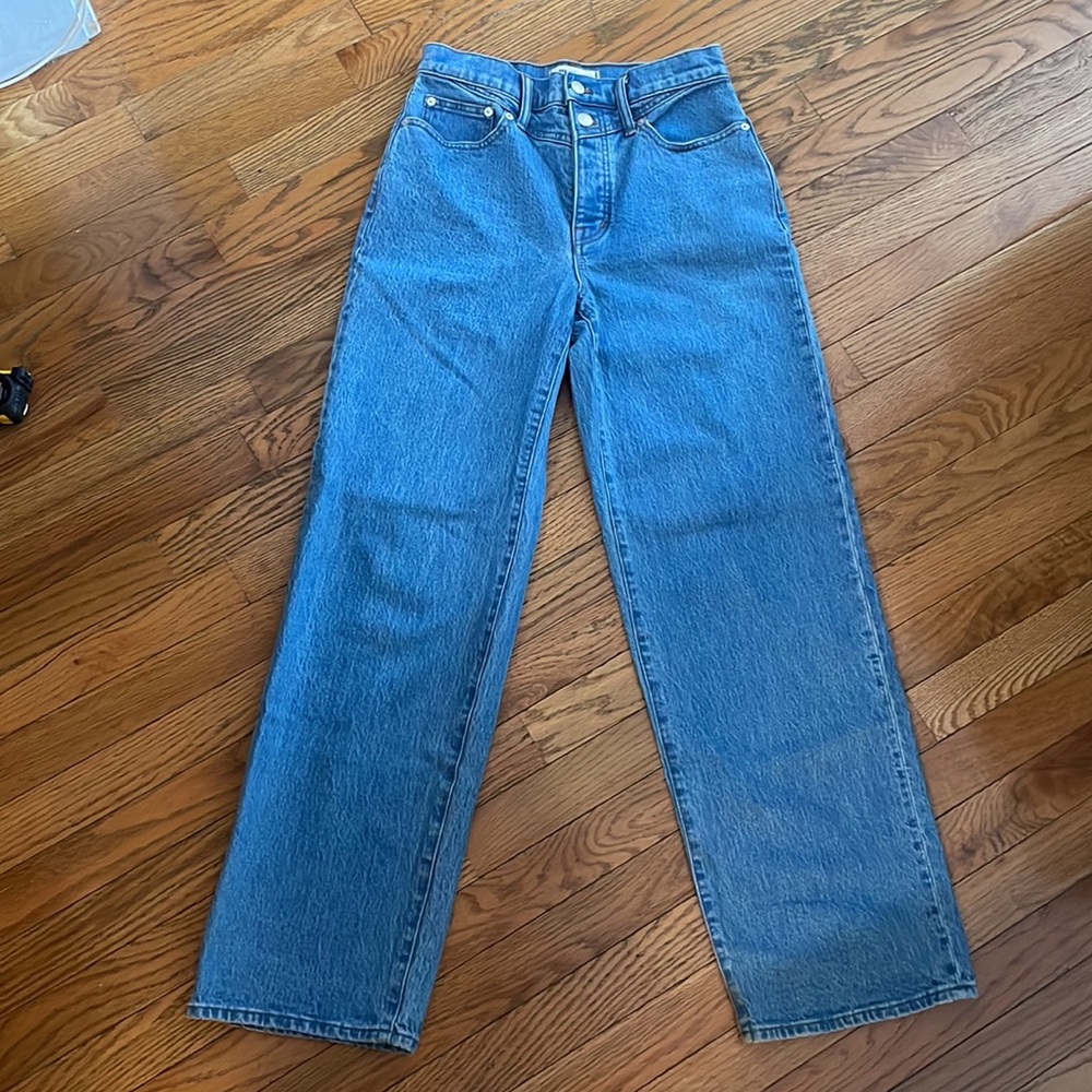 Madewell High Rise Straight Leg Jeans - Classic Blue Denim